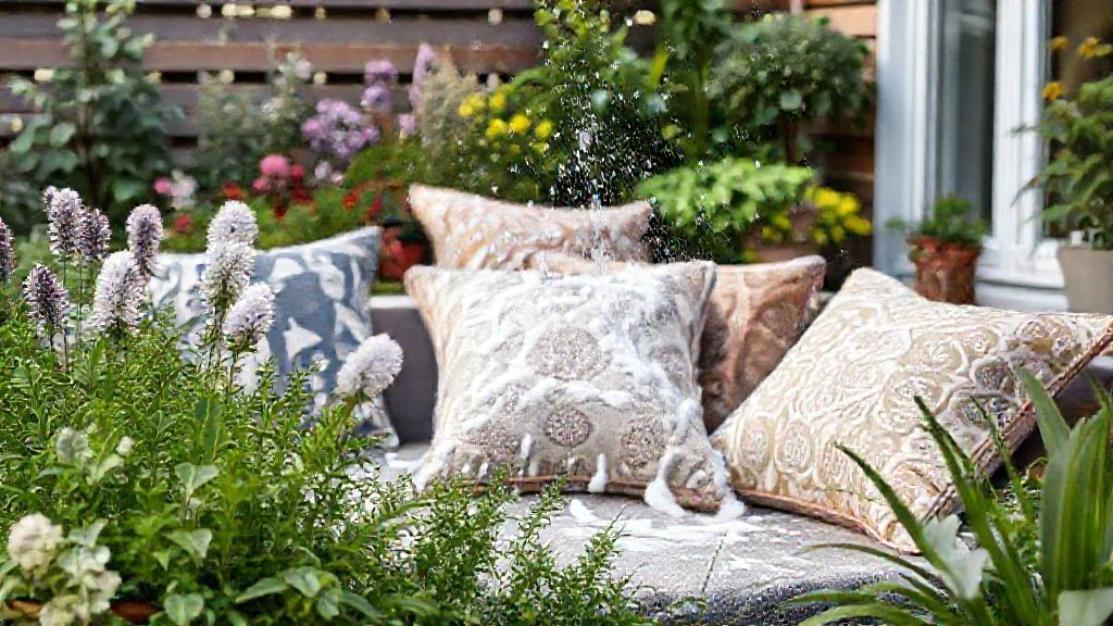 Washing and removing stains from garden furniture cushions
